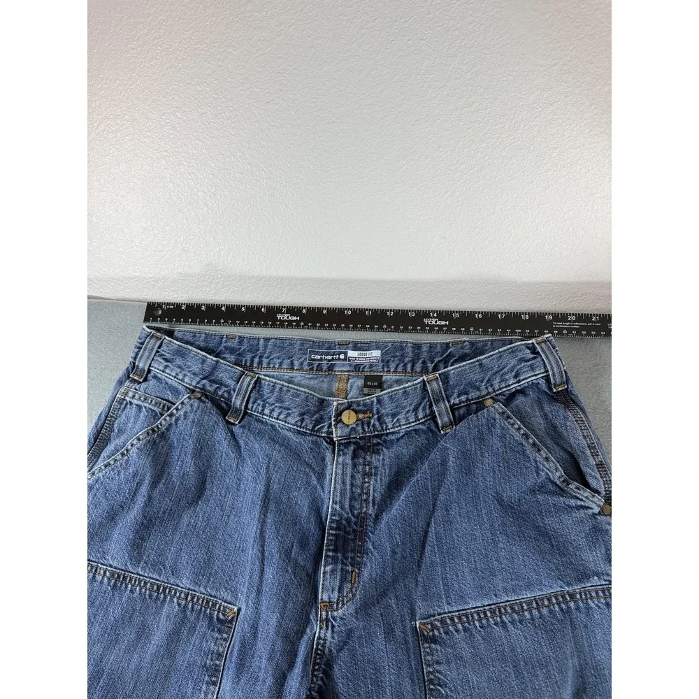 Carhartt Double Knee Jeans Mens 40x30 Medium Wash Blue Work Denim Loose Fit
